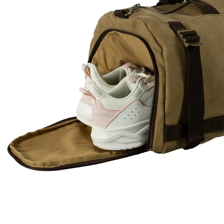 canvas duffle gym bag-shoes pocket